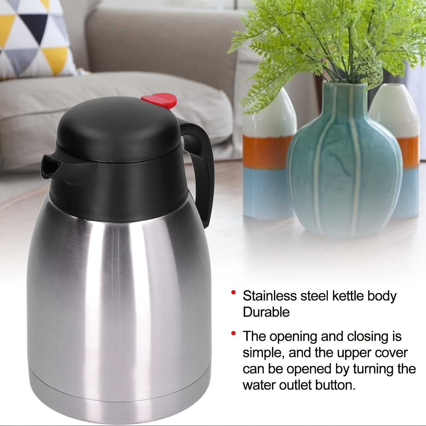 Insulated Stainless Steel Vacuum Bottle Double Layer Water Jug for Home Office Carafe