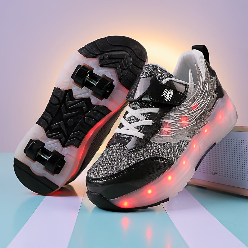 Kids LED Light-Up Roller Skates for Boys and Girls USB Rechargeable Breathable Durable Indoor Outdoor All-Season