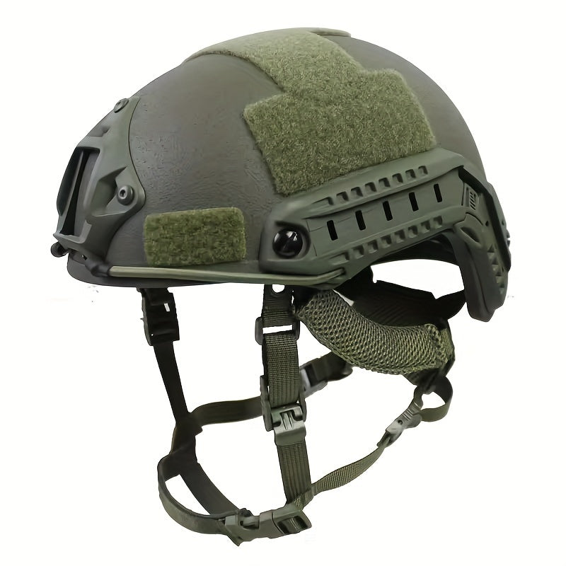 Green Fiberglass Tactical Helmet with Adjustable Suspension for Outdoor Sports and Paintball