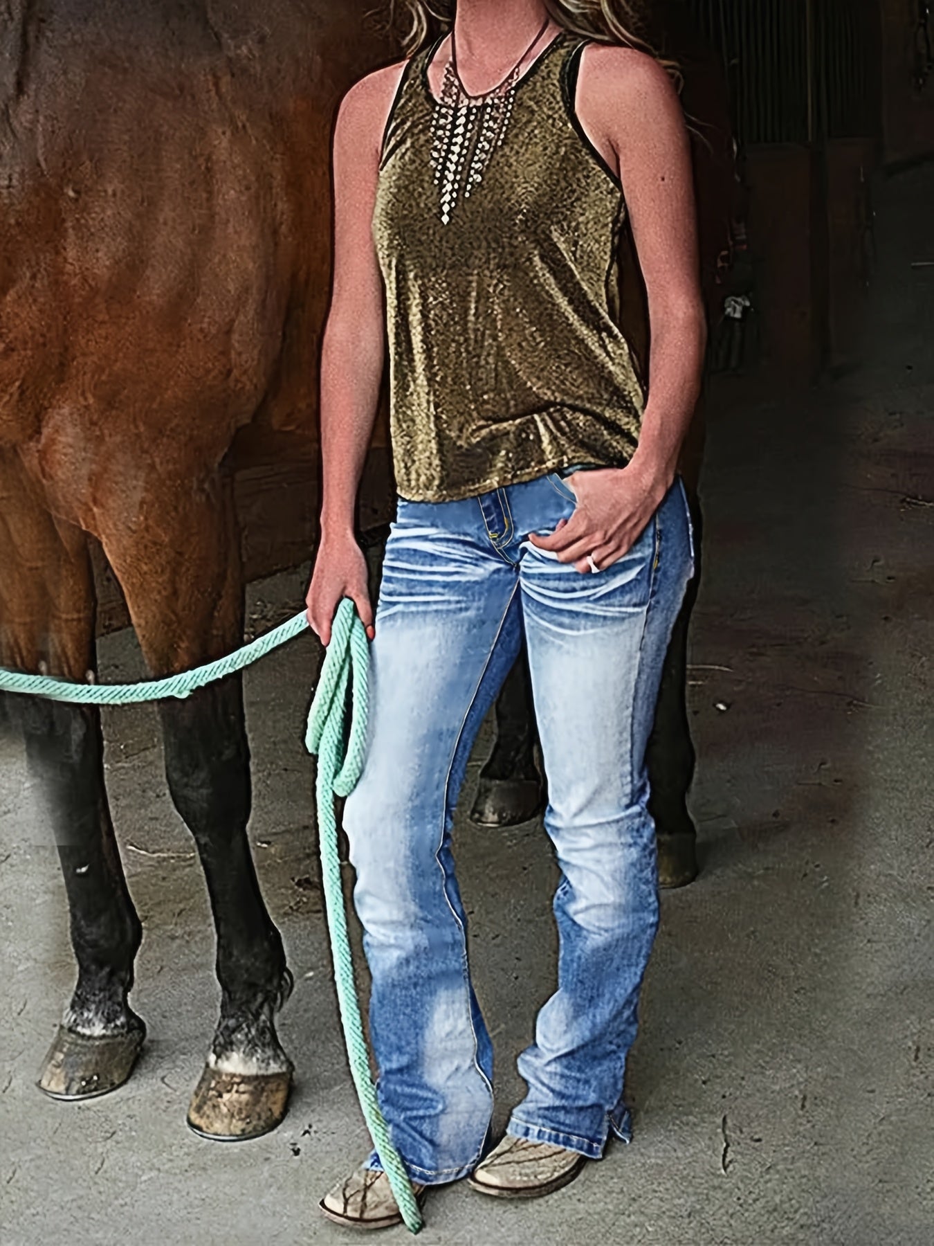 Women's Plus Size Flare Jeans Stretch Denim High-Waist Bell Bottoms