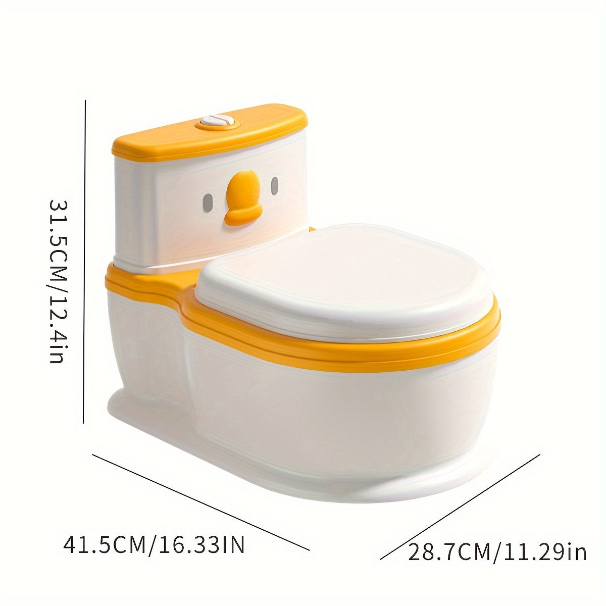 "Bolalar uchun sariq o'rdak dizayni potty stuli, mustahkam PP materialidan tayyorlangan, qopqoq bilan o'qitish hojatxonasi o'rindig'ini o'z ichiga oladi, 3-6 yoshdagi bolalar uchun mos, potty o'qitish uchun hammom o'rindig'i."