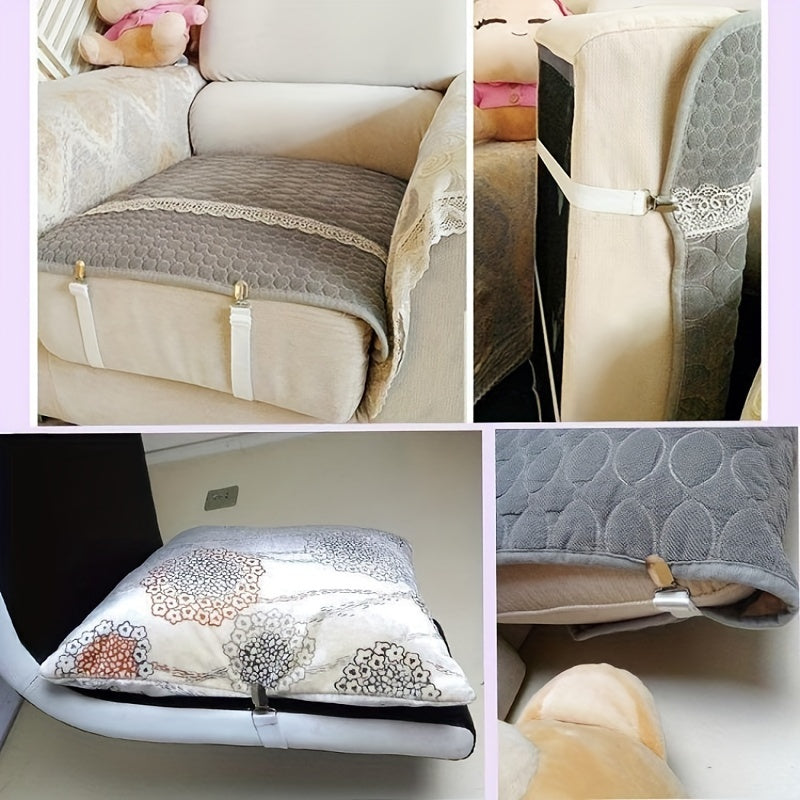 Set of 4 Adjustable Bed Sheet Clips for Quilts, Curtains, Sofa Covers White