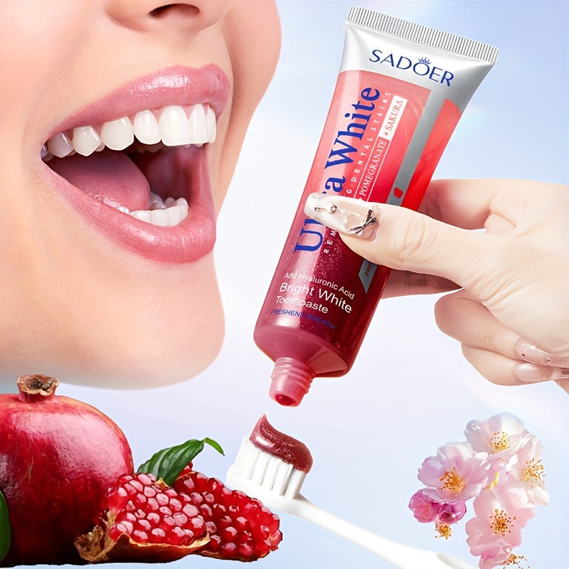 Whitening Toothpaste for Adults Floral Pomegranate Sakura Fresh Breath Fluoride-Free