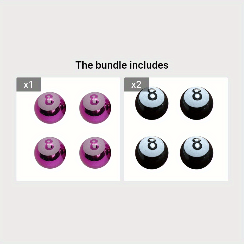 4Pcs Round Number 8 Plastic Wheel Stem Dust Caps for Cars Trucks Bikes