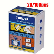 20/100 Lens and Glasses Cleaning Wipes for Mobile Screens Jewelry and Anti-Fog Glasses