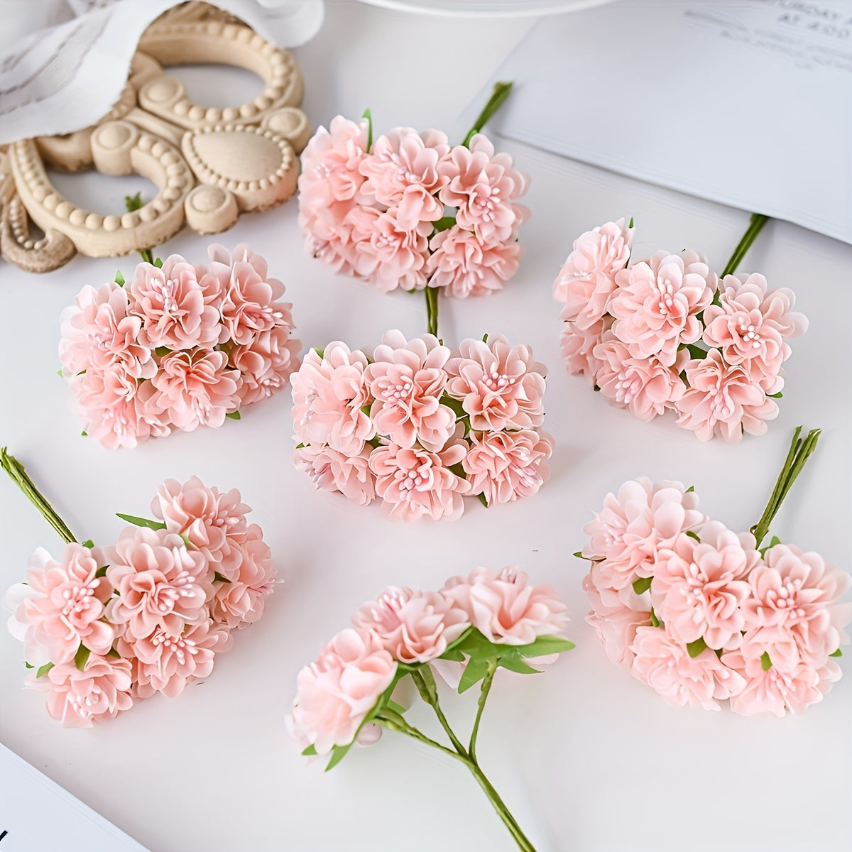 Мини-искусственный букет гортензии с 6 головками, пластиковые гвоздики для домашнего декора, свадеб