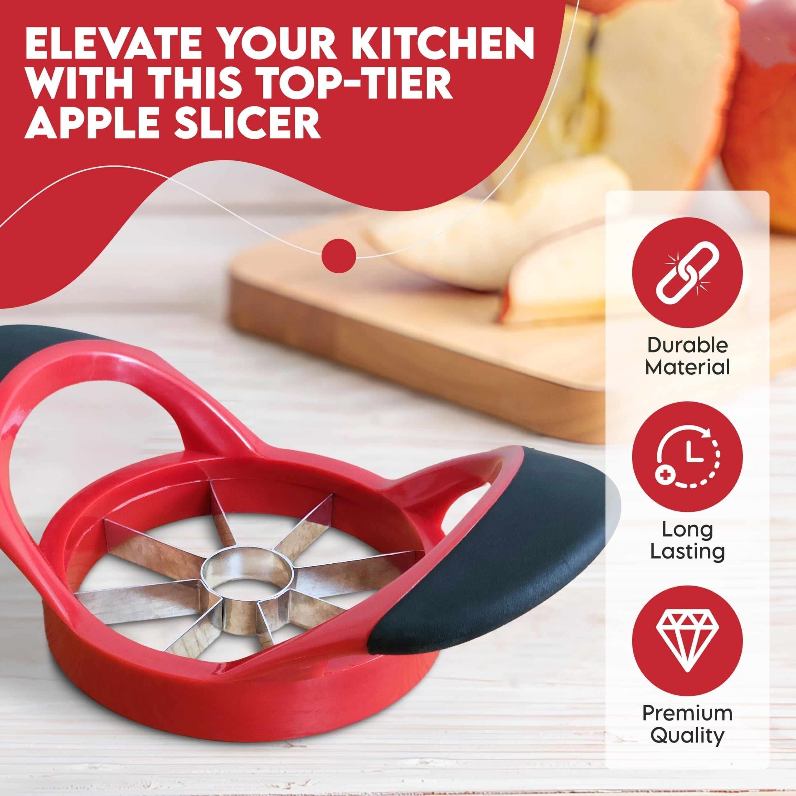 Apple Slicer Set with Large Corer and Sharp Cutter for Large Apples