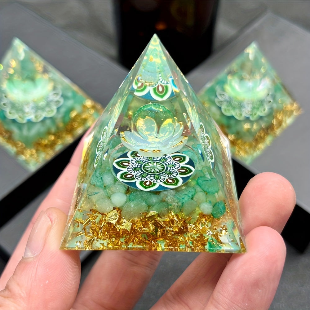 Pirámide de cristal de aventurina verde para la suerte y vibraciones positivas, talismán de energía de piedra natural, decoración para el hogar y coche, regalo