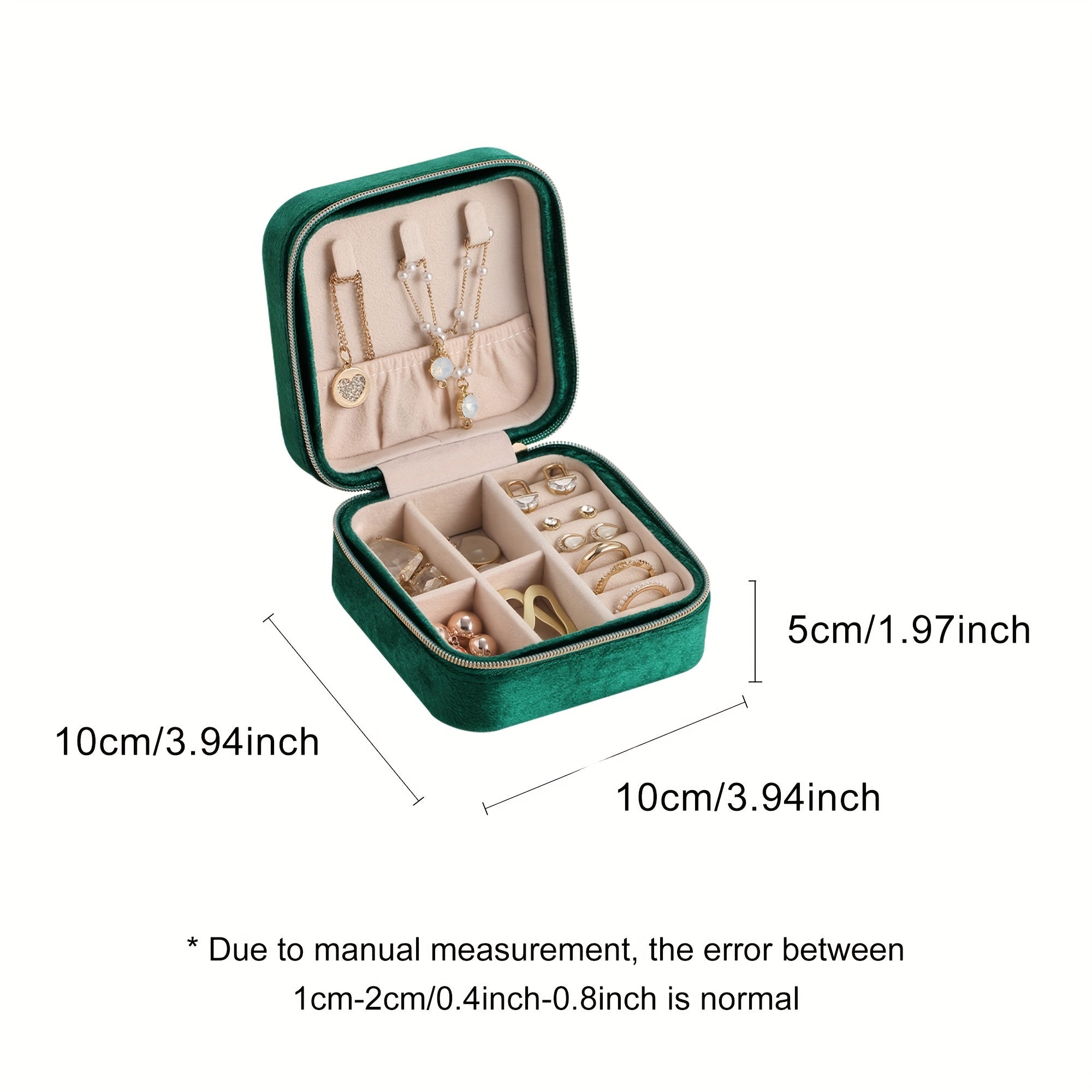 Velvet Jewelry Organizer Travel Case with Compartments for Earrings Necklaces and Rings