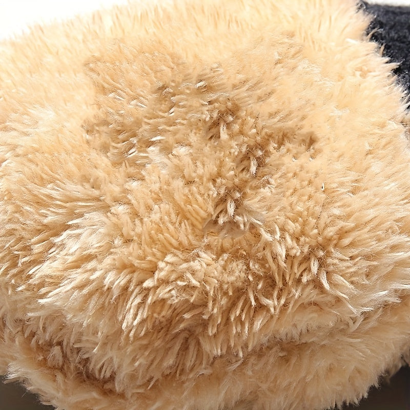 Double Layer Knitted Gloves with Velvet Lining Warm Touch Screen Short Winter Gloves Solid Color Elastic