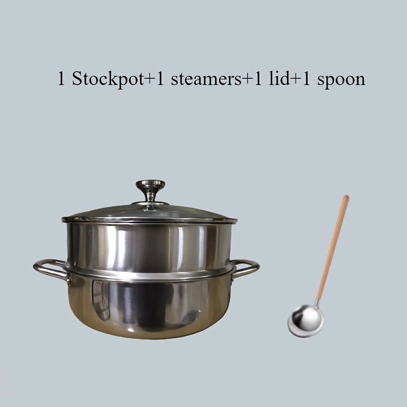 Set of 2-4 Stainless Steel Stock Pots with Non-Stick Coating and Steamer Insert