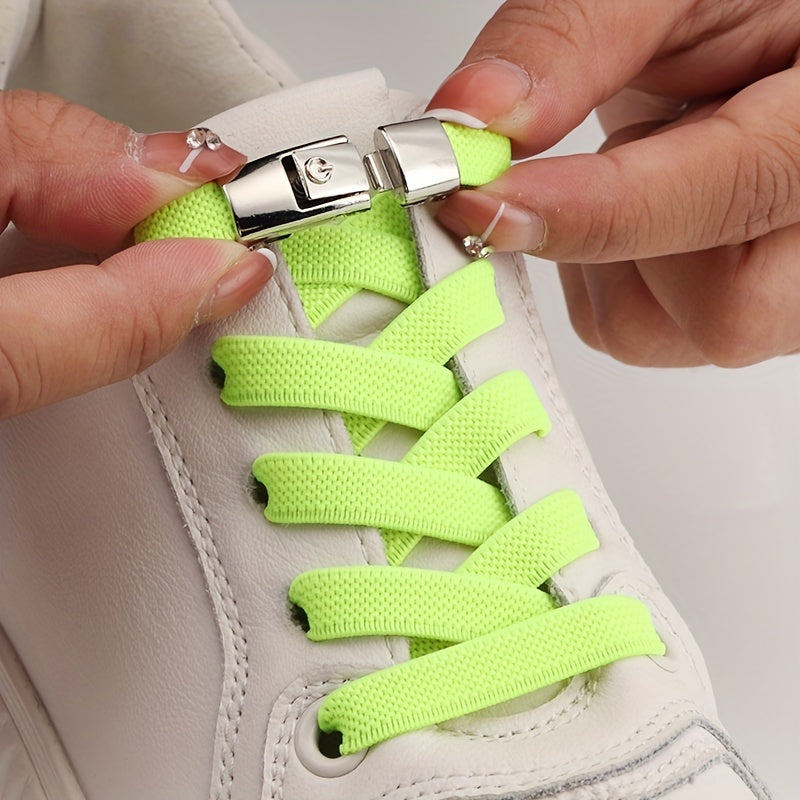 No-Tie Shoelaces with Buckles for Sneakers and Sports Shoes Acetate Pair