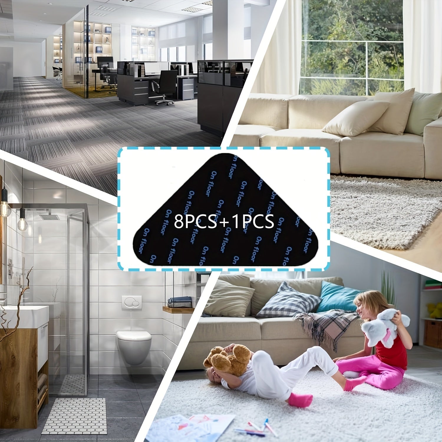 Non-Slip Washable Carpet Grippers for Hardwood Tile Floors Double-Sided Adhesive Straps