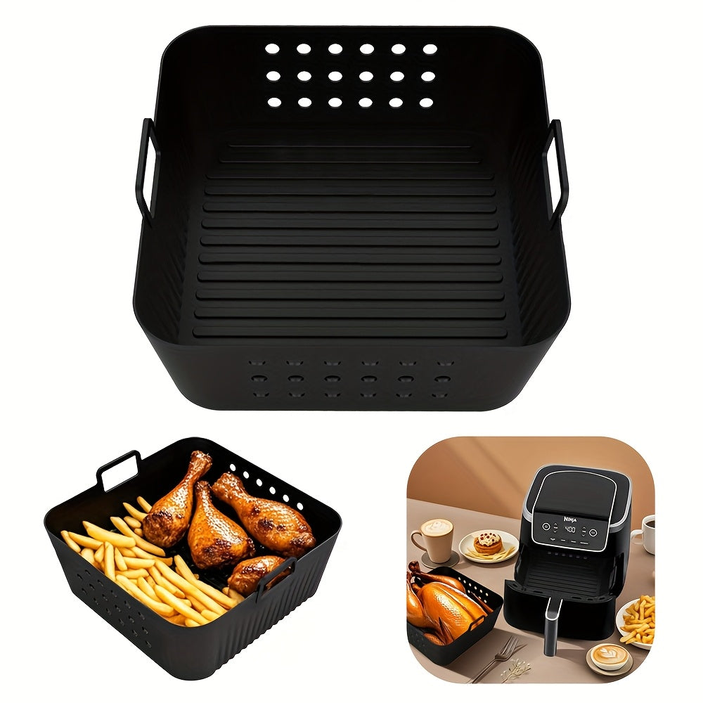 Black Silicone Liner for Air Fryers with Ventilation Holes Non-Stick Compatible with AF180 AF140