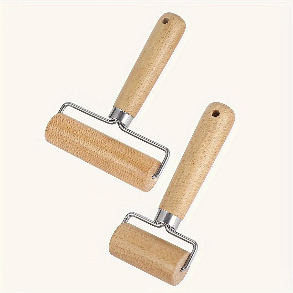 Wooden Rolling Pin with Stainless Steel T-Shaped Dough Roller for Baking and Dumpling Wrappers
