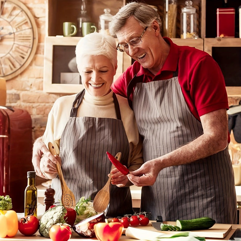 Durable Teak Wooden Cooking Spoon Set with Holder Kitchen Utensils for Cooking