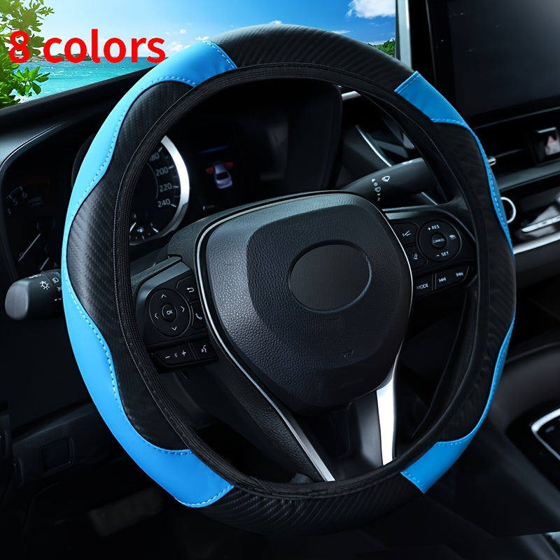 Universal karbon tolasi naqshli boshqaruv g'ildiragi qopqog'i, sirpanmaydigan PU charm, qora va qizil