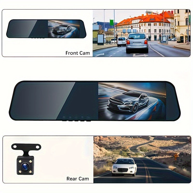HD Dual Dash Cam 1080P Front 480P Rear Night Vision Ultra-Thin Wide-Angle