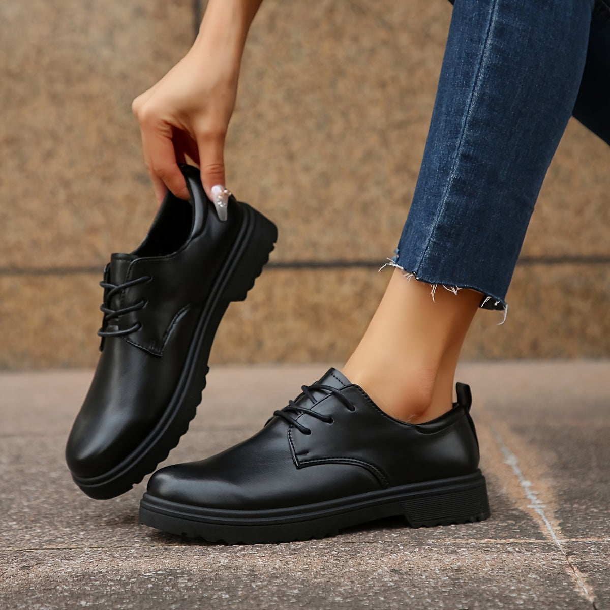 Men Matte Finish Lace-Up Shoes Casual Non-Slip Comfortable Loafers