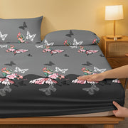 Floral Print Fitted Sheet Soft Comfortable Bedding Deep Pocket Mattress Protector