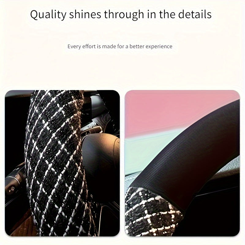 Universal Breathable Linen Steering Wheel Cover Sweat-Absorbent Anti-Slip All-Season Car Grip