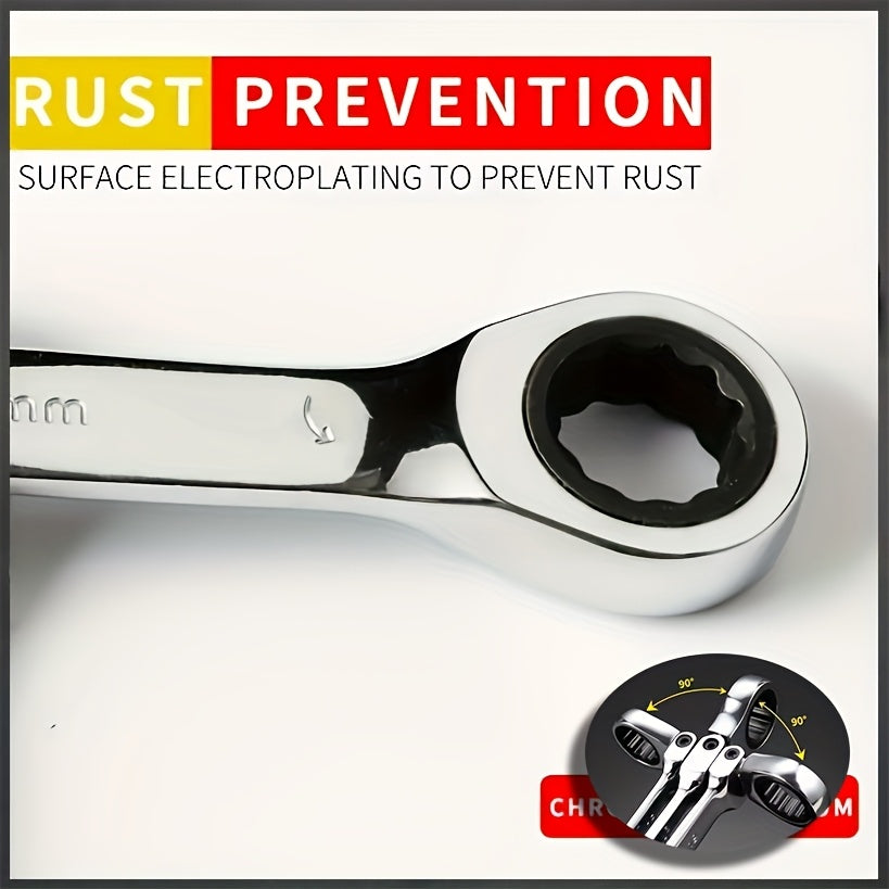 Mini Two-Way Ratchet Wrench, 72 Tooth, Metal Open-End, Durable Rust-Proof