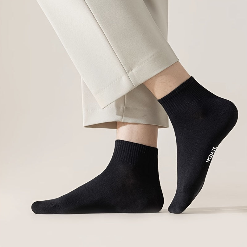 Men's Short Crew Socks 5 Pairs Breathable Casual Sports Outdoor Polyester Lycra