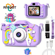 Kids Digital Camera for Boys and Girls Ages 3-12 Rechargeable Silicone Purple Selfie Camera