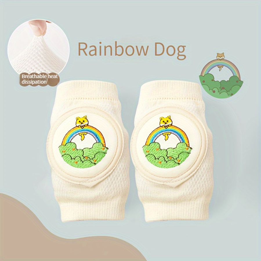 Kids Knee Pads Set of 2 Lightweight Breathable Anti-Slip Beige Polyester