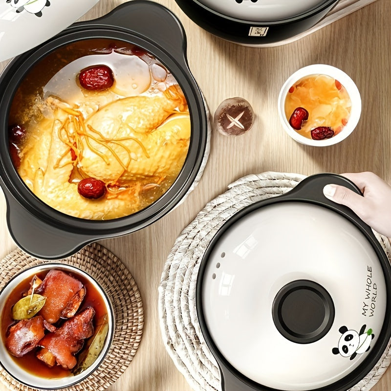 Soup Pot with White Lid Non-Stick Ceramic Heat-Resistant Porridge and Rice Cooker