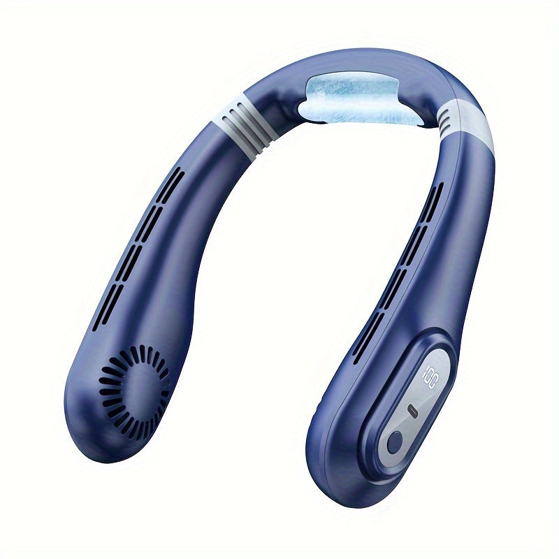 Lightweight White Portable Neck Fan with 3-Speed, Rechargeable Battery