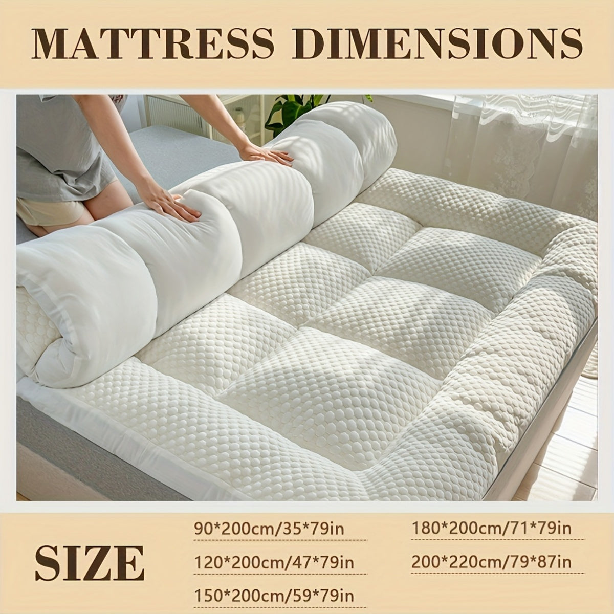 White Ultra-Soft Mattress Pad with 3D Particle Design Breathable Fluffy All Seasons