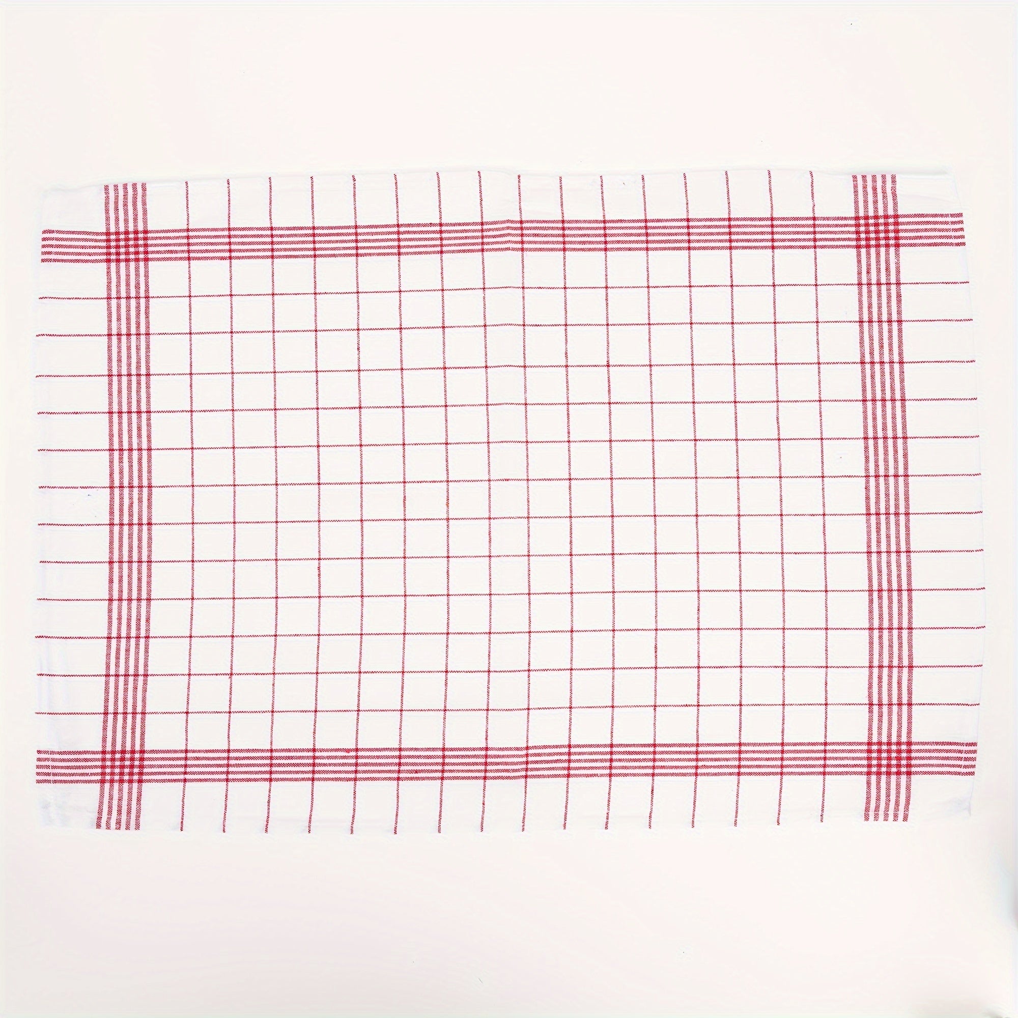 Set of 12 Vintage Red and White Check European Kitchen Towels 62x42cm Heavy Hand Hemmed