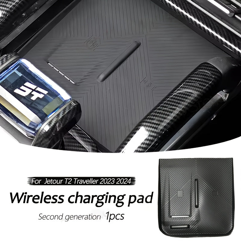 Car Interior Silicone Gear Shift Cover Wireless Charging Pad with Storage Tray