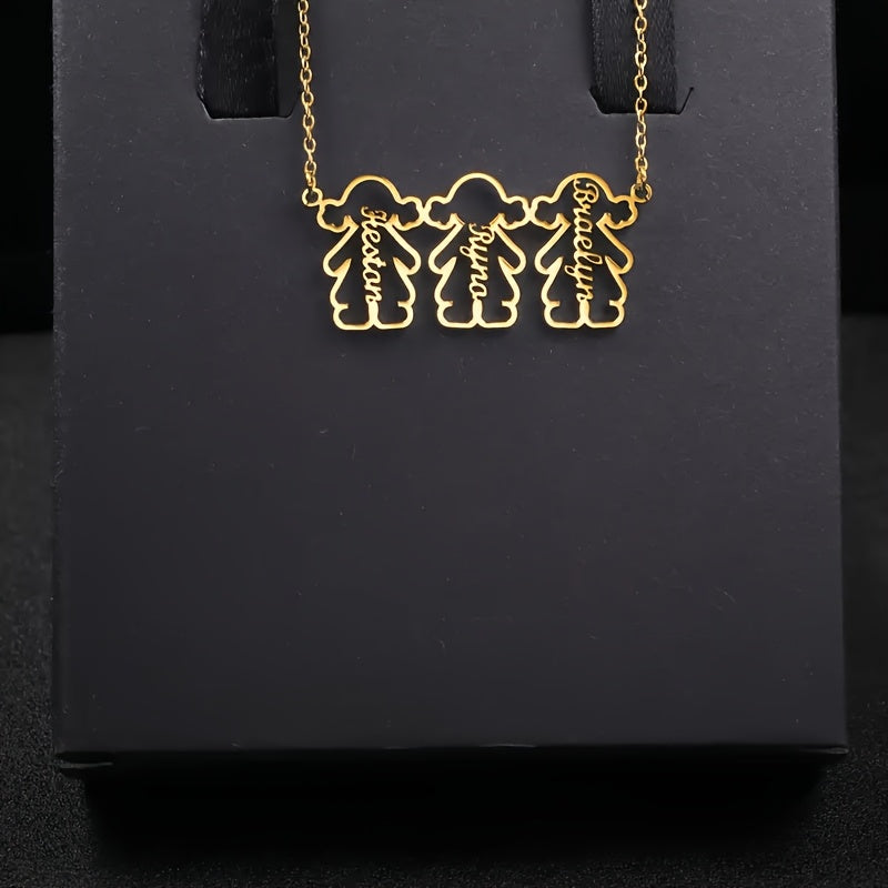 Personalized Stainless Steel Pendant Necklace with Multiple Names for Women