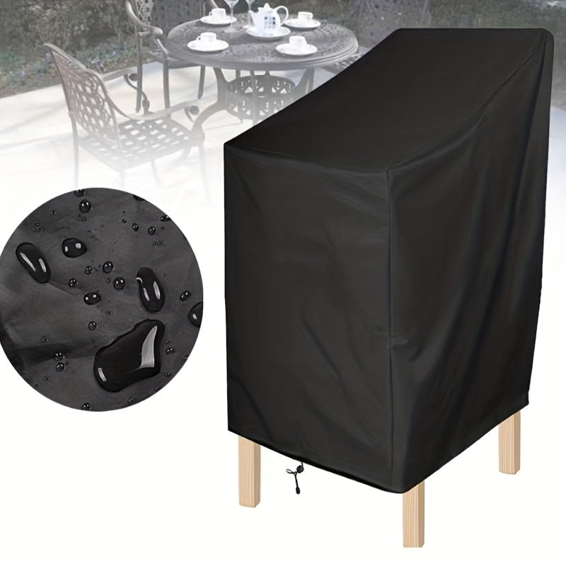 Heavy-Duty Waterproof Patio Chair Cover Black 210D Oxford Wind UV Resistant