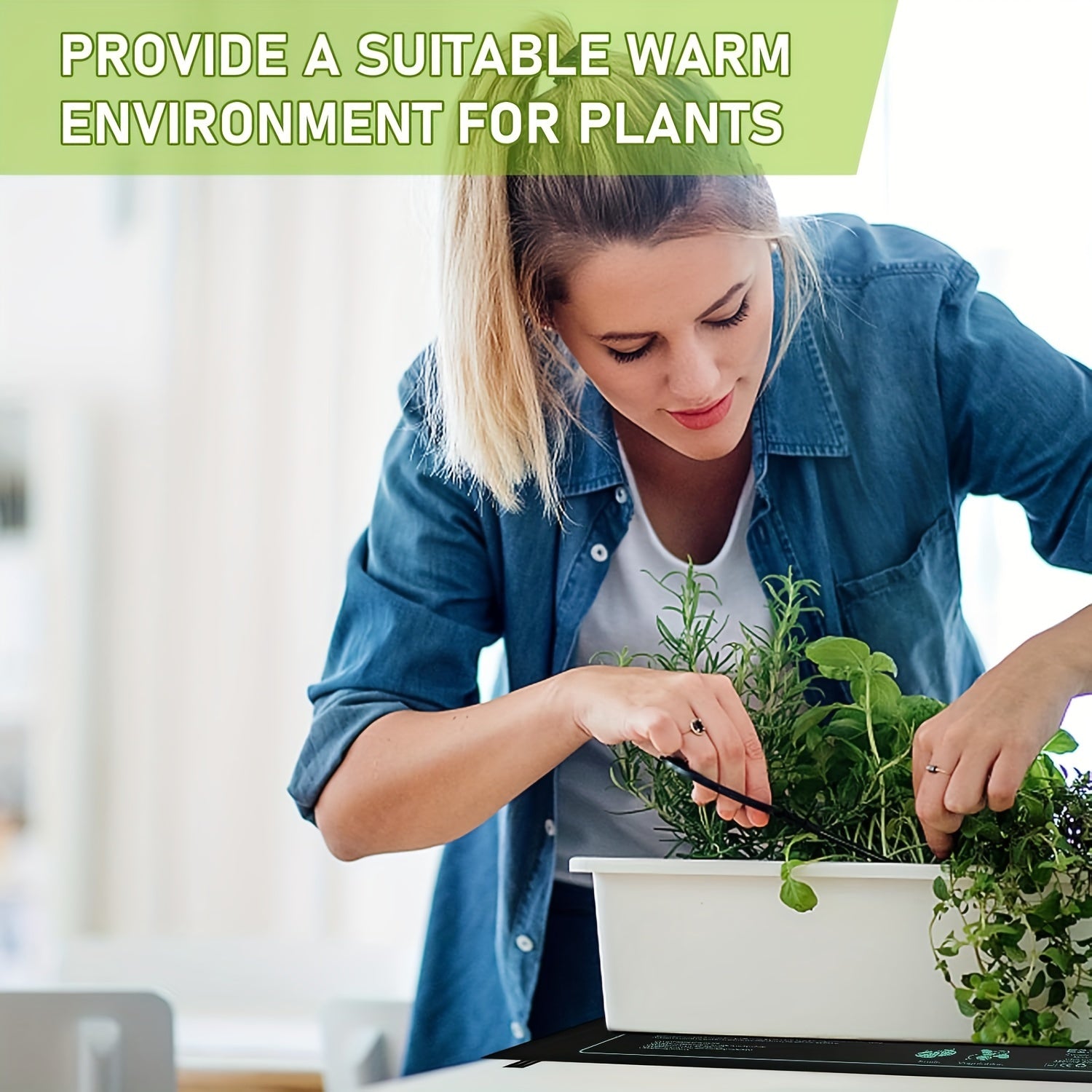 Alfombra de calor para plántulas negra para jardinería interior, invernadero, hábitat de reptiles, 220V enchufe europeo