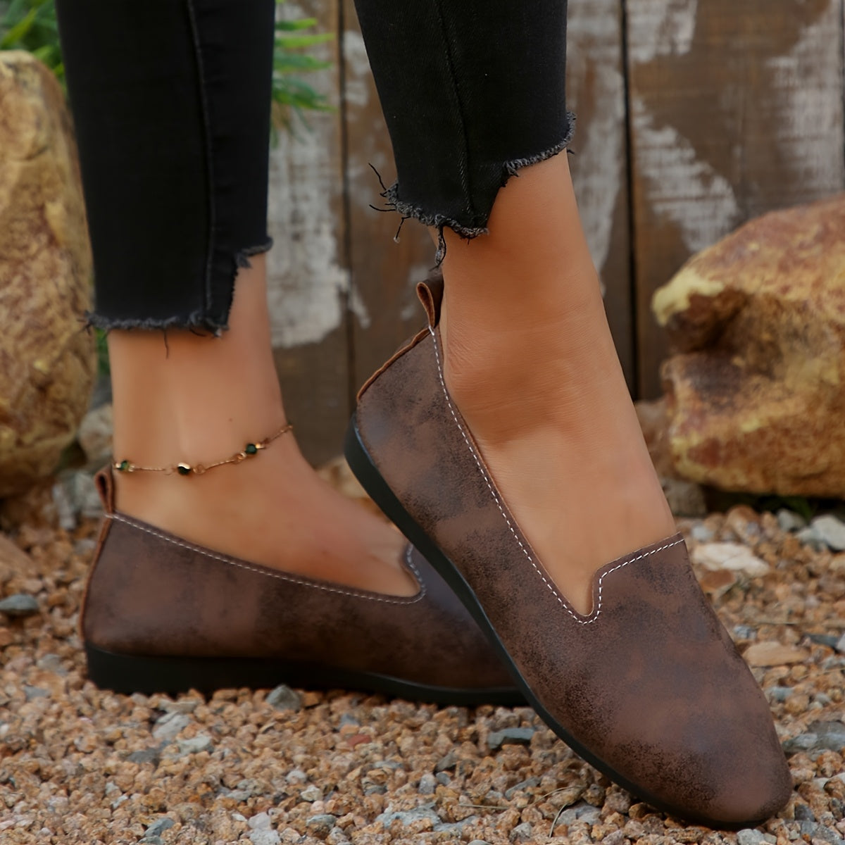 Women's Mary Jane Slip-On Shoes Faux Cover Breathable Fabric Rubber Sole