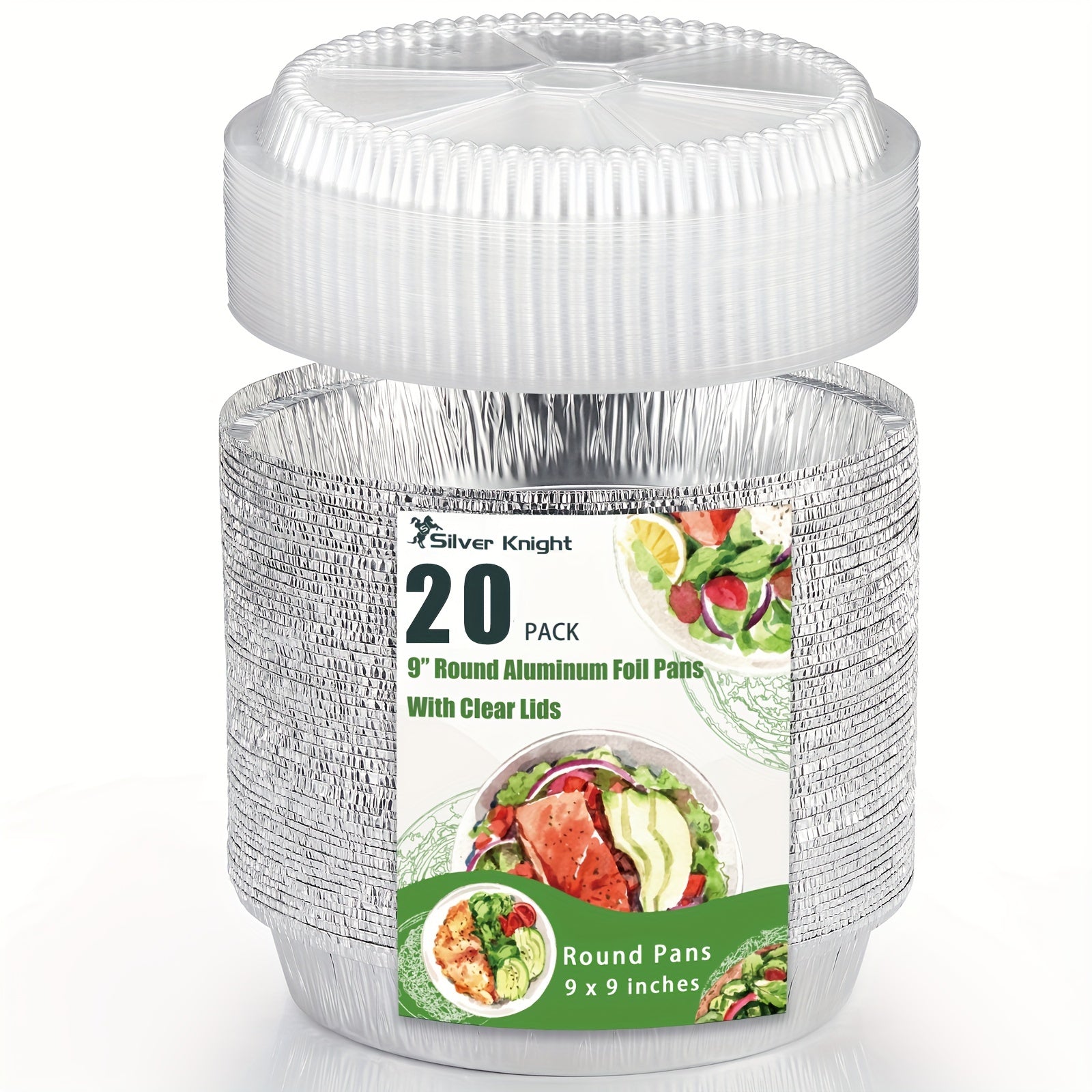 Disposable Aluminum Foil Pans 10-20 Pieces 22.86 cm with Clear or Board Lids for Baking Cooking and Reheating