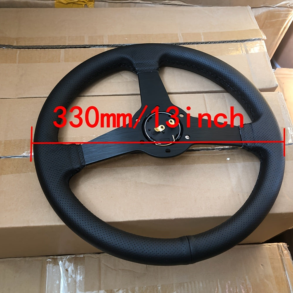 Drift Steering Wheel Flat 33.02cm Racing Rally Style Perforated Leather
