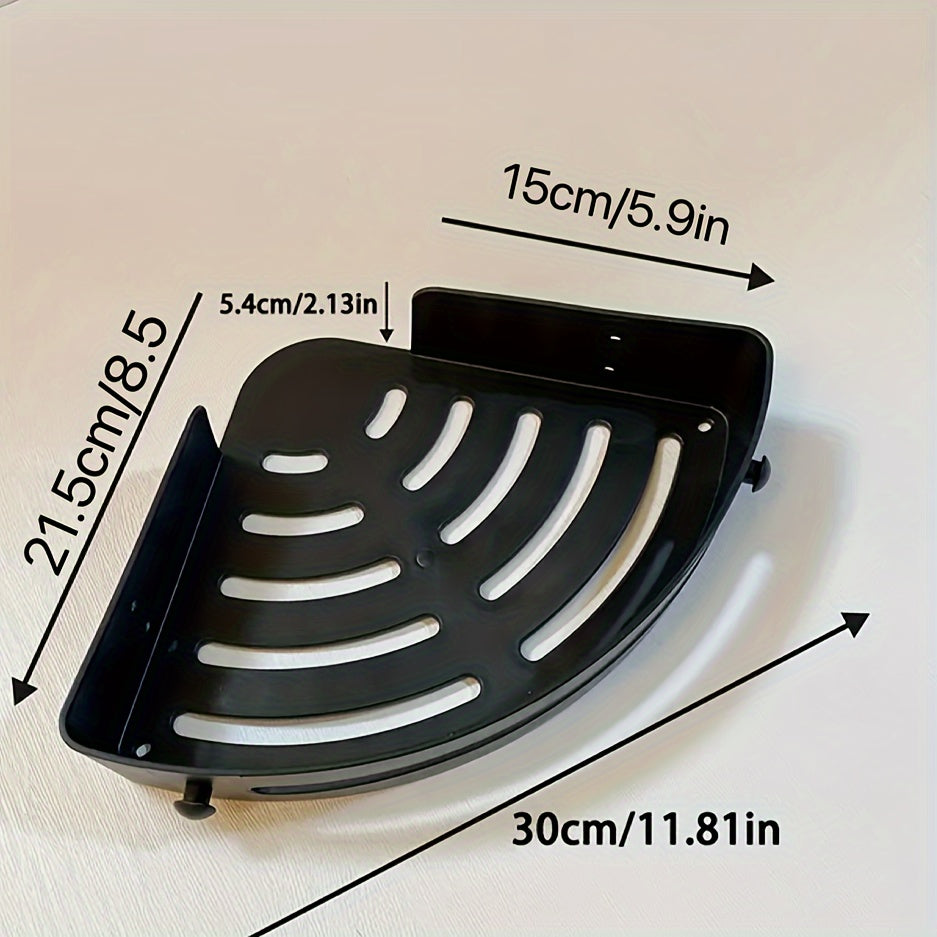 Bathroom Wall Shelves Set of 2 Triangular Shower Caddies Storage Organizer with Punch-Free Holder for Shampoo and Cosmetics