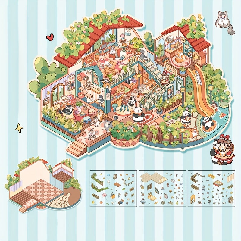 3D Наклейки для ландшафта хранения для миниатюрных сцен Маленький дом Журналинг DIY Облегчение стресса