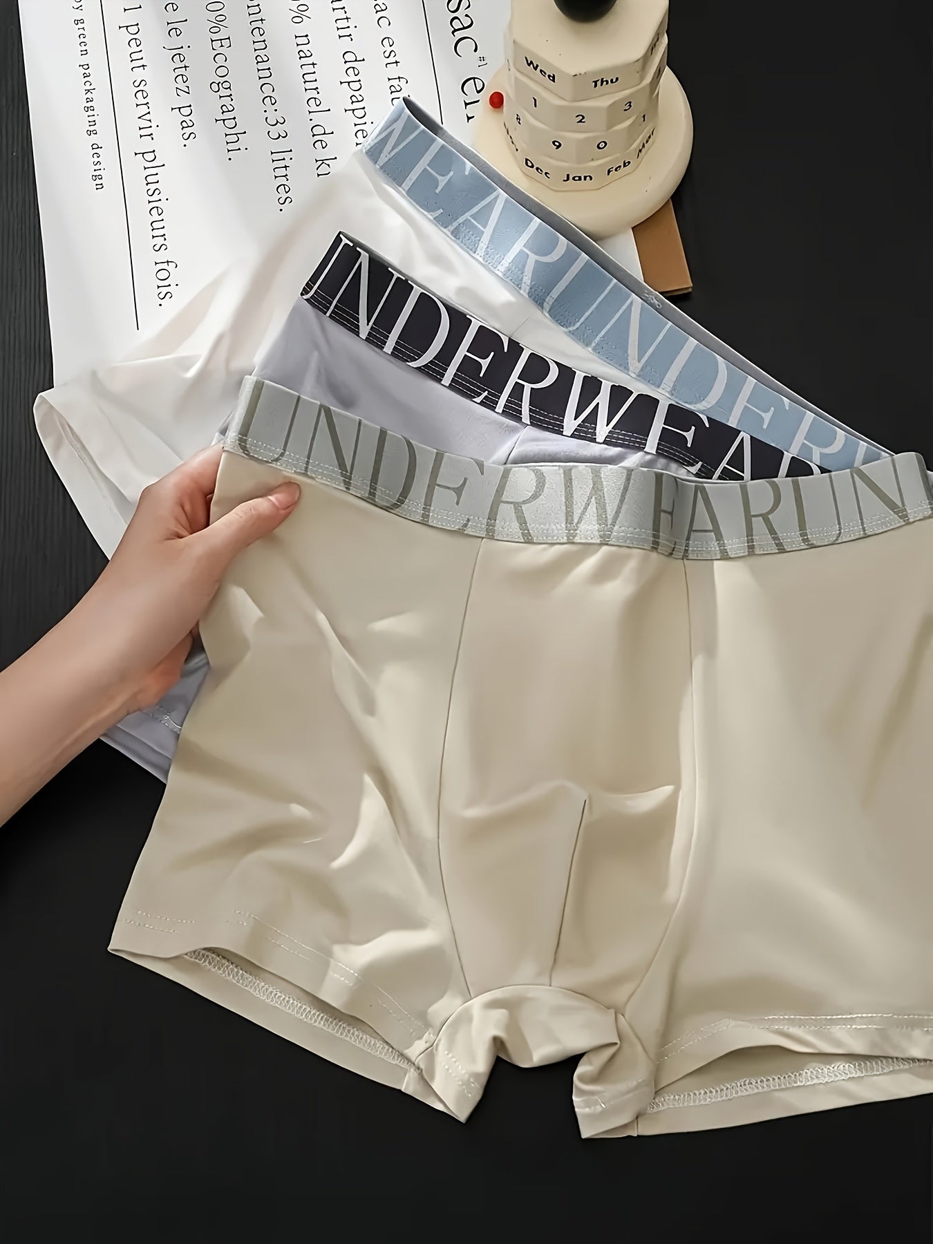 Men's Boxer Shorts Casual Solid Polyester Spandex All Seasons Boys Teenagers