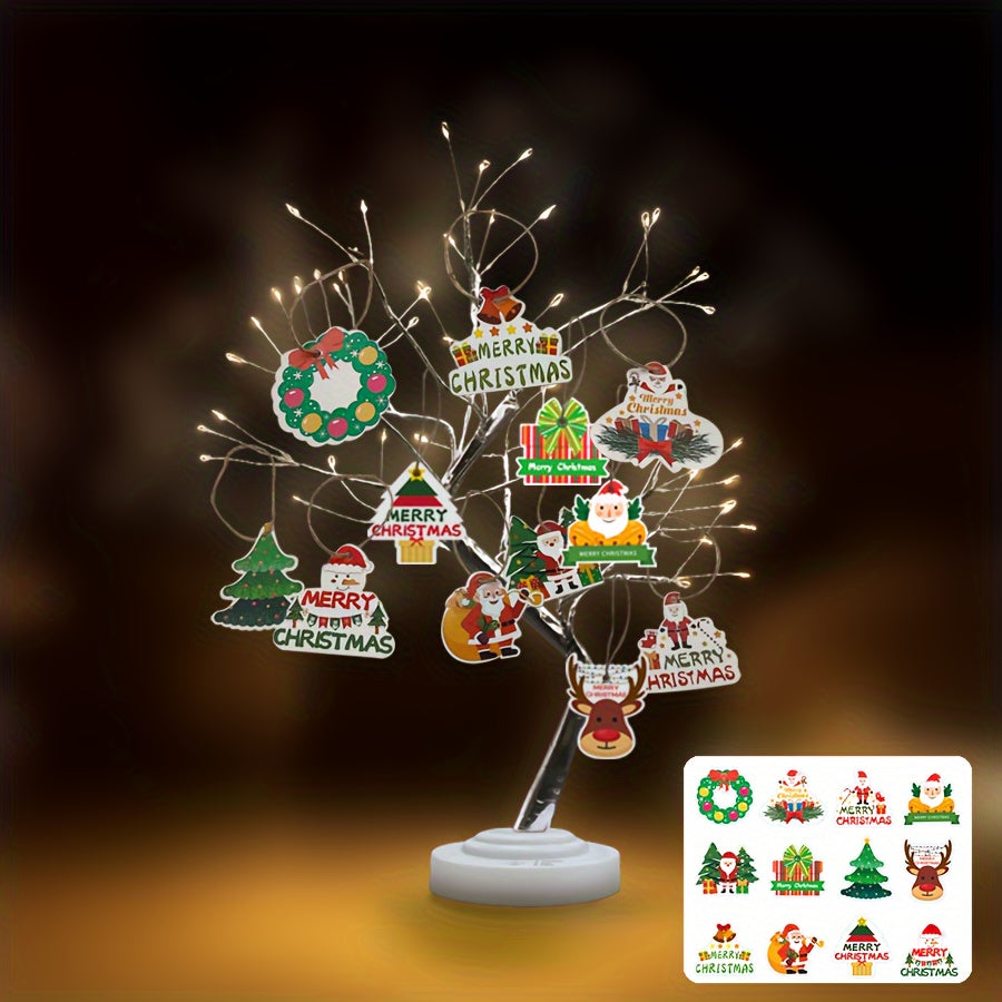 Árbol de bonsái artificial de 50.8cm con luz y 108 luces LED cálidas, doble USB, alimentado por batería, para decoración de dormitorio y ambiente festivo