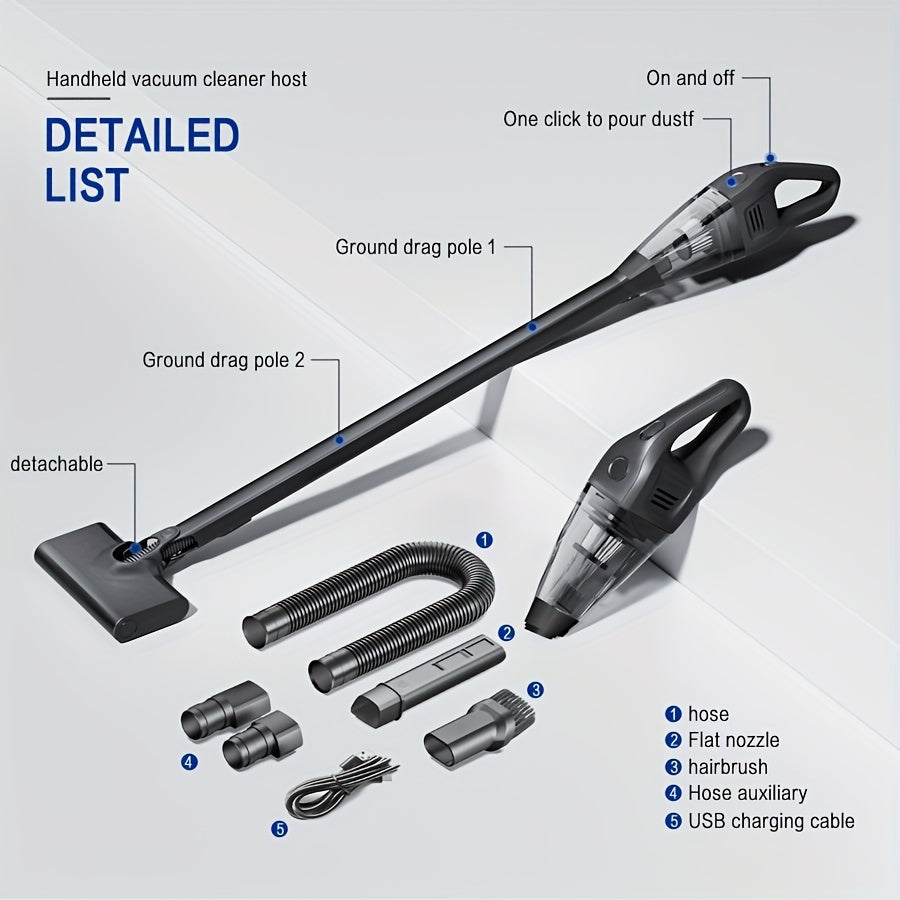 Qayta to'ldiriladigan batareyali va bo'shliq uchun asbob bilan simsiz qo'l ushlagichli changyutgich