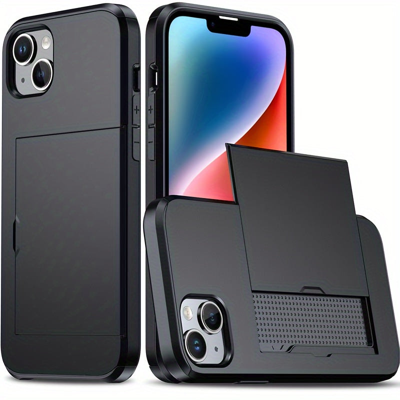 Hard Phone Case with Card Slot for iPhone 14-16 Pro Max