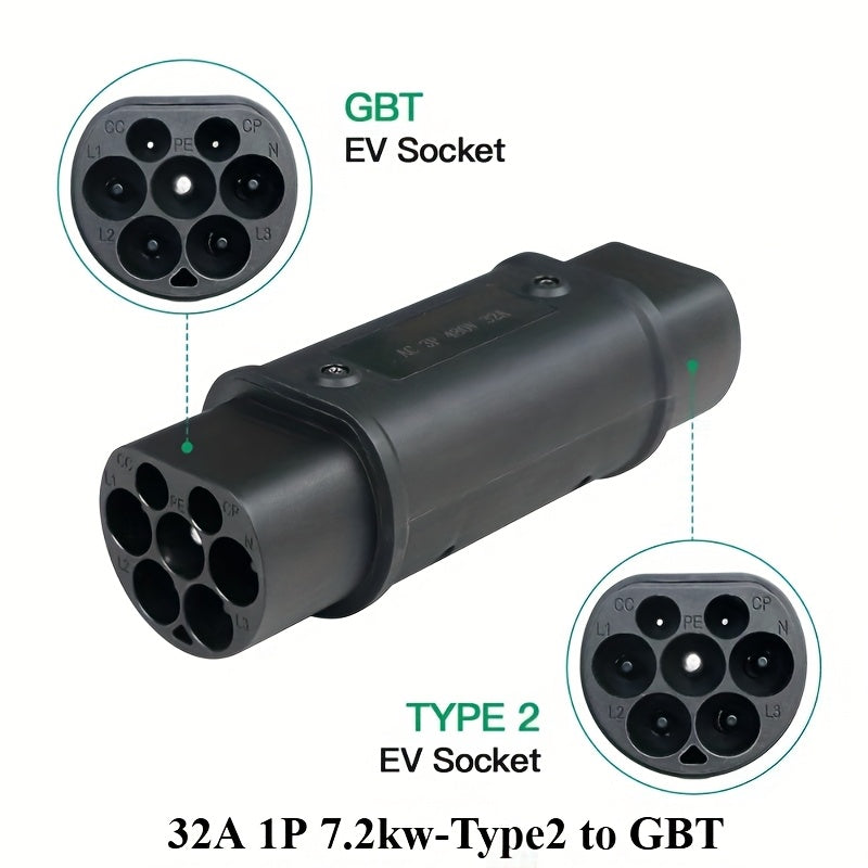 Adaptador de vehículo eléctrico de Type 2 a GBT estándar chino 32A convertidor de cargador