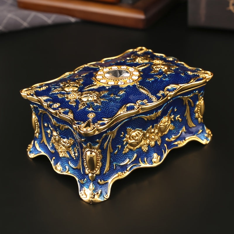 Красная эмалированная шкатулка для украшений с бархатным интерьером для серег, часов и аксессуаров