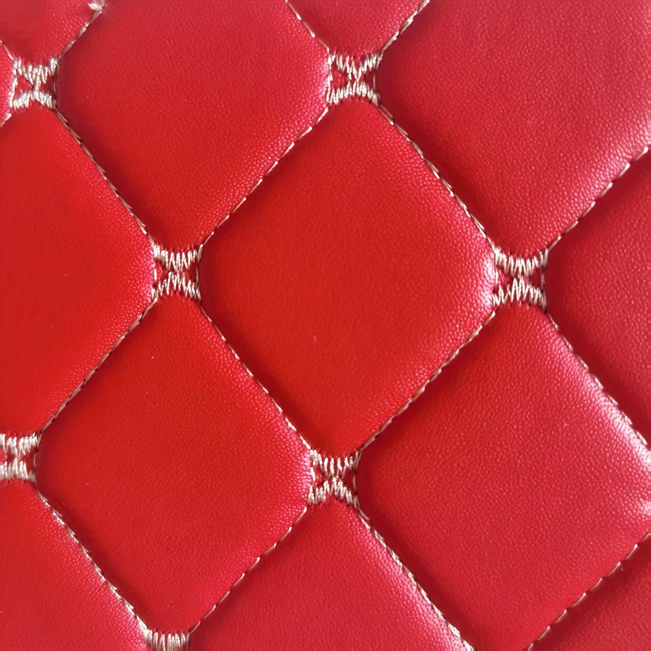 Universal PU Leather Car Floor Mats Full Set Red for 5-Seat SUVs