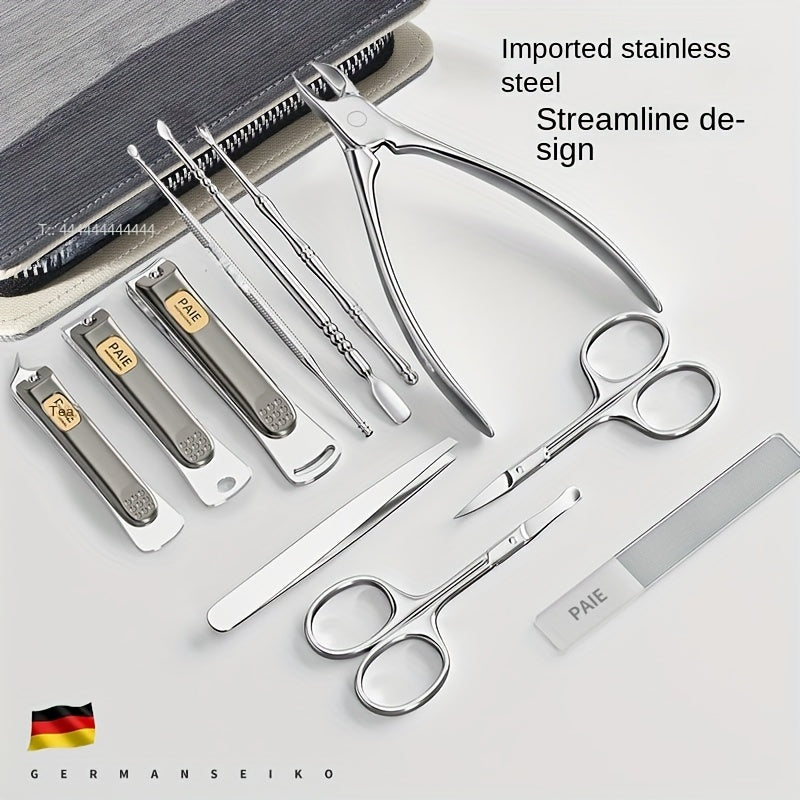 Stainless Steel Fingernail Clipper Set with Storage Case and Precise Blade